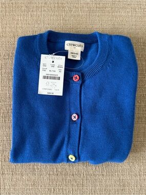 NWT CrewCuts Blue Cardigan with Rainbow Buttons size 4-5 Girl